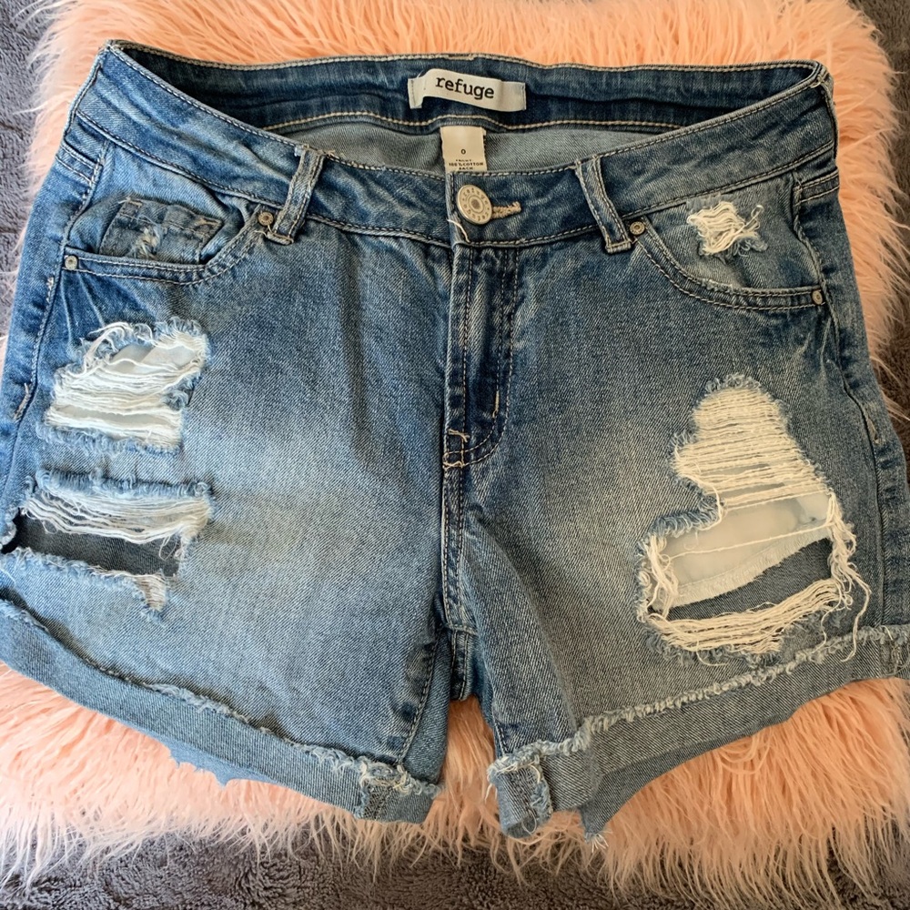 Refuge Destroyed Denim Shorts